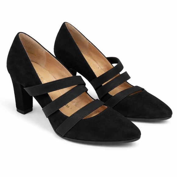 Journee Collection Shoes - Journee Collection Black Suede Multi-Strap Mary Jane Heels Women’s Size 9